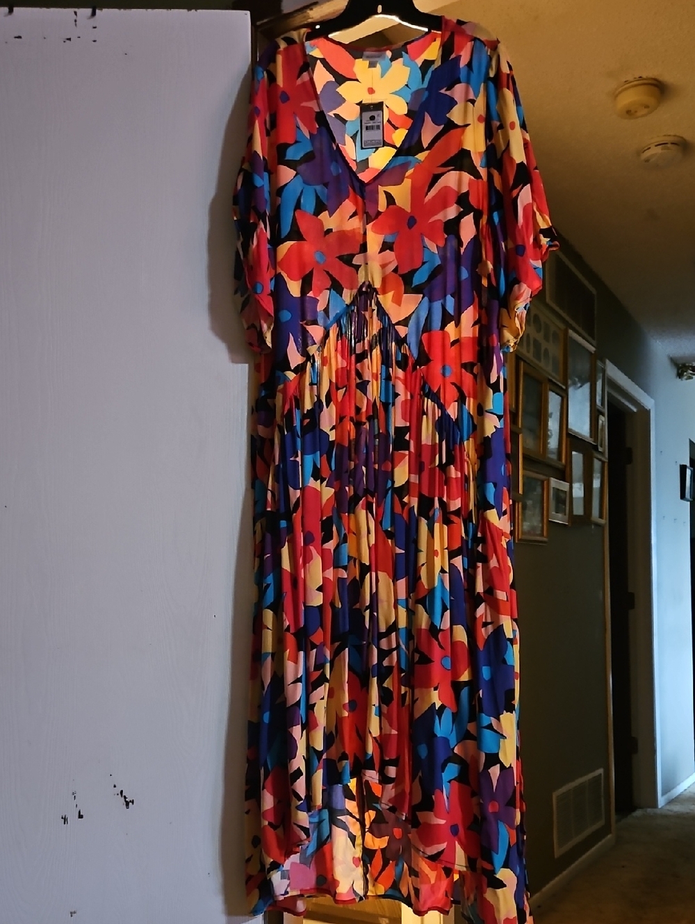 Avenue Floral Midi Dress in Pink, Purple, Yellow, Blue & Black